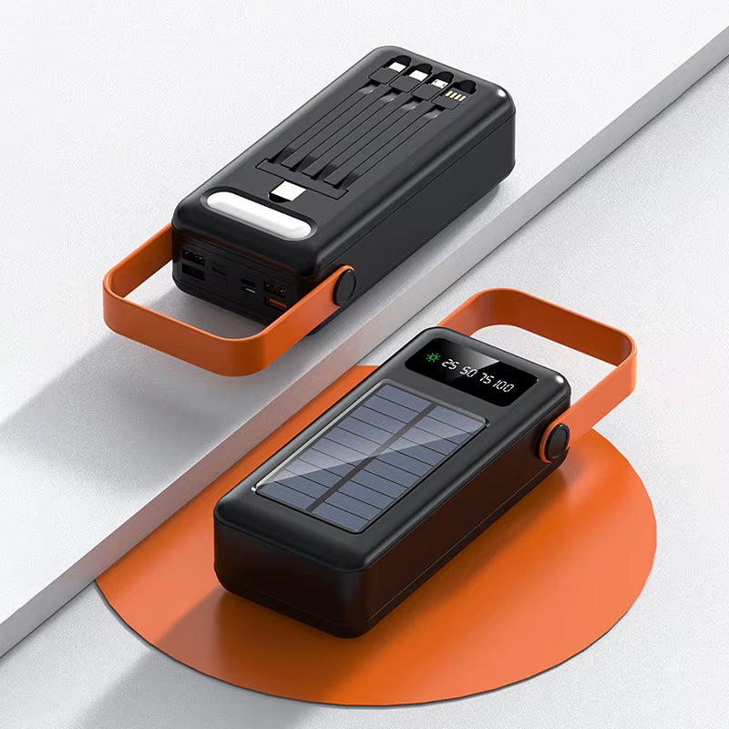 100000Mah Large Capacity Power Bank Outdoor Camping LED Light with Detachable Four-Wire Solar Charging Power Bank