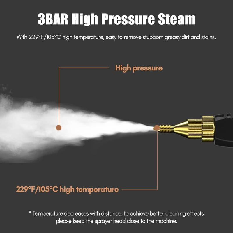 Steam Cleaner 2500W Electric High Pressure Handheld Steamer for Cleaning Portable Car Steam Cleaner High-Temperature Steamer Cleaner for Car Detailing Home Kitchen Hood Use