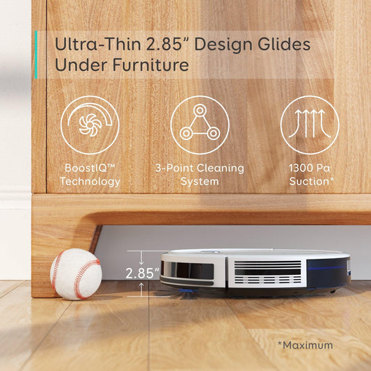 Boostiq Robovac 11S (Slim), Robot Vacuum Cleaner, Super-Thin,Powerful Suction, Quiet, Self-Charging Robotic Vacuum Cleaner, Cleans Hard Floors to Medium-Pile Carpets