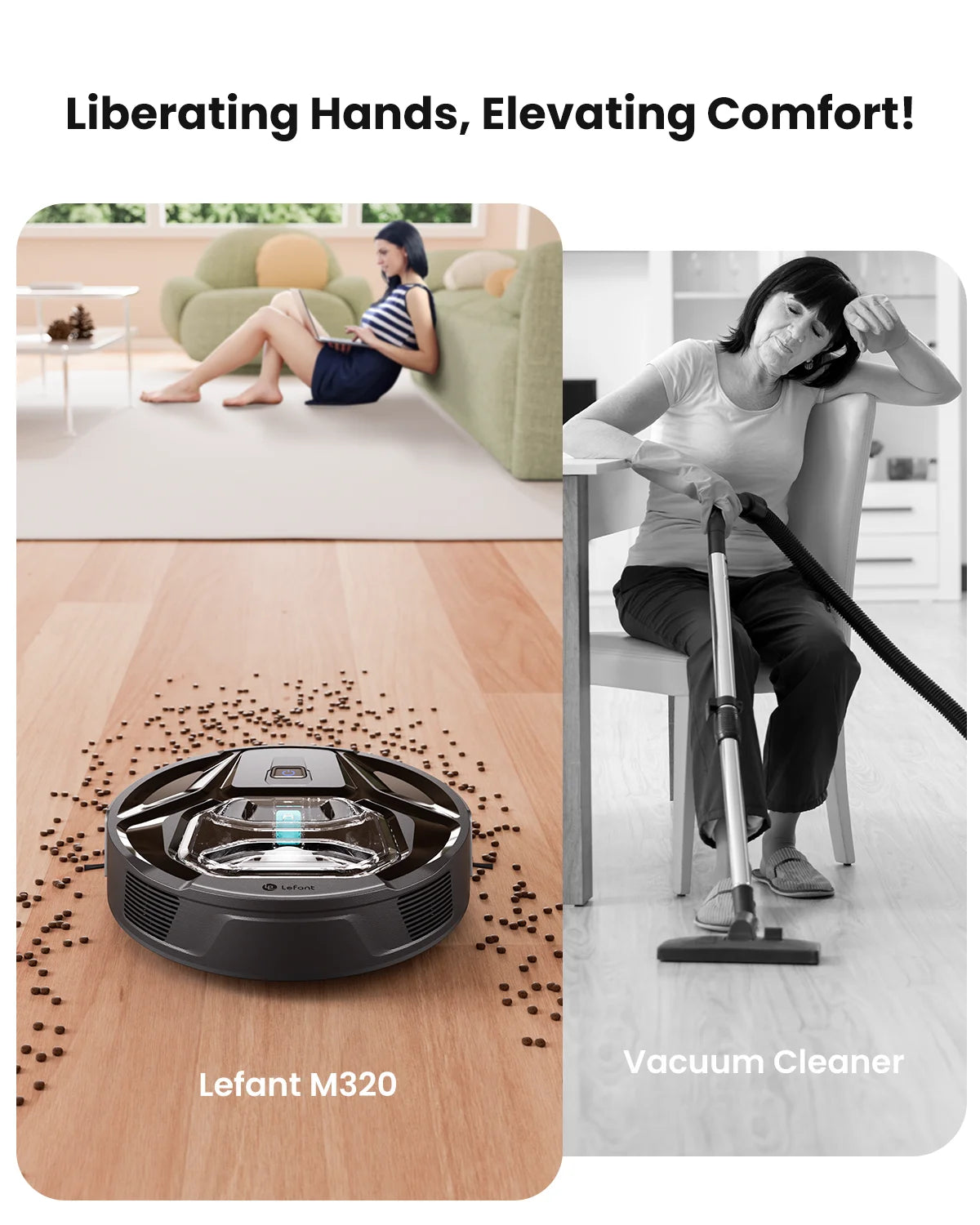 M320 Robot Vacuum Cleaner and Mop - 6000Pa Powerful Suction, 240Mins Runtime, for Pet Hair and Hard Floors