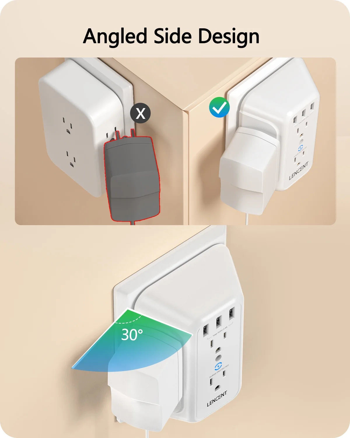 Outlet Extender with Usb, Multi Plug Outlet Adapter Wall Surge Protector 6 AC&3 USB Wall Power Expander Charger for HOME