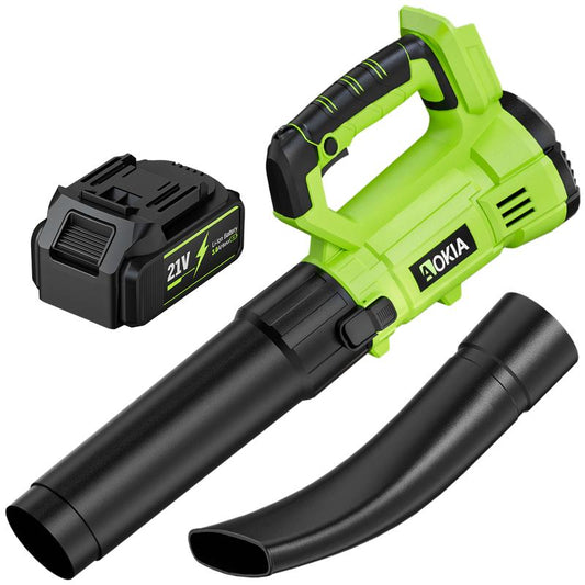 Cordless Leaf Blower with Battery and Charger, 6-Speed Electric Blower for Lawn Care, Patio Cleaning, and More, Ideal for Blowing Leaves, Snow, and Debris, Green/Red Cordless Electric