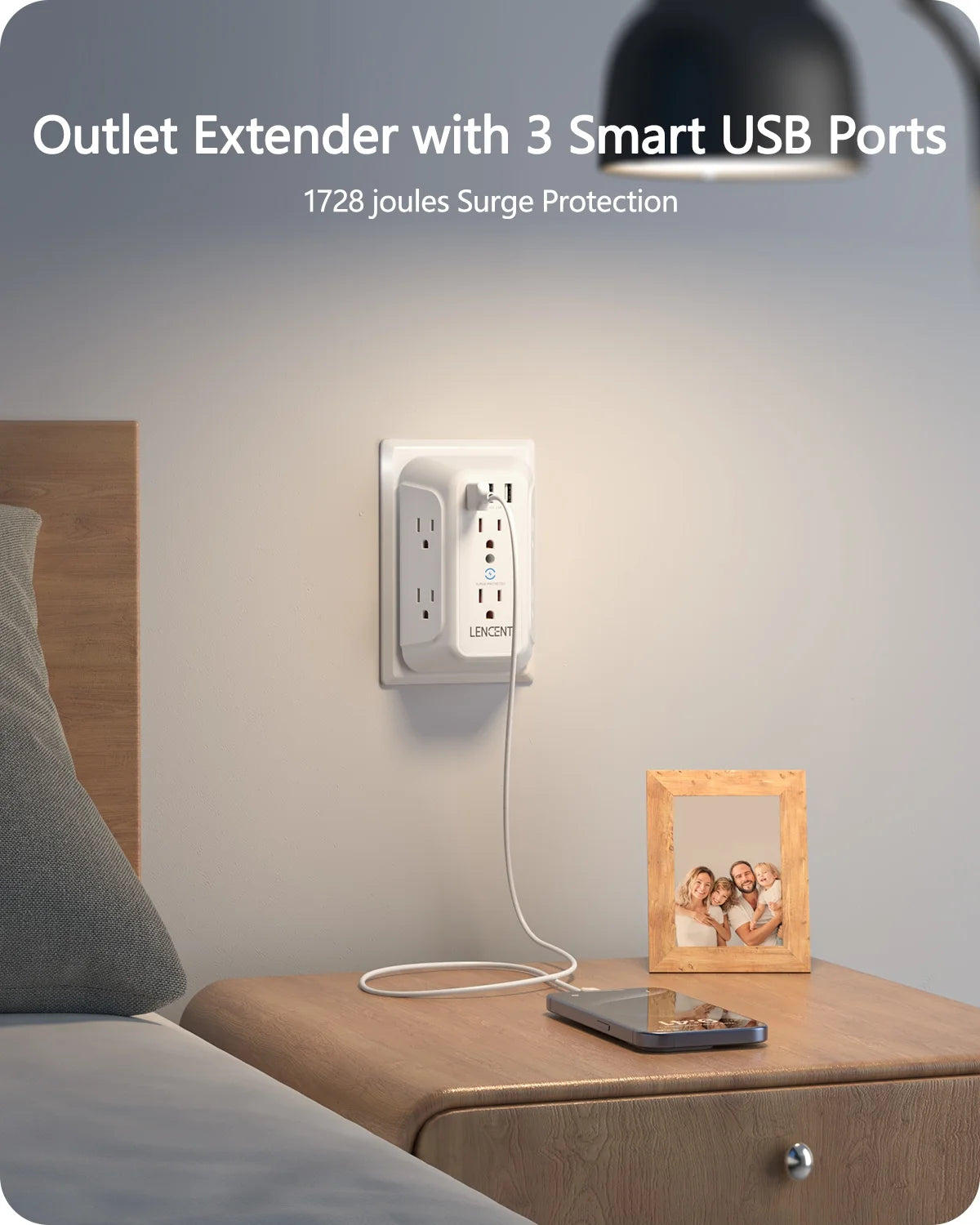 Outlet Extender with Usb, Multi Plug Outlet Adapter Wall Surge Protector 6 AC&3 USB Wall Power Expander Charger for HOME