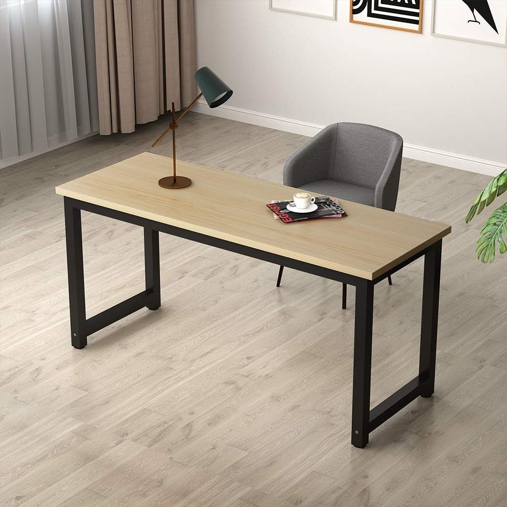 Computer Desk, Large Office Desk Computer Table Study Writing Desk for Home Office, Walnut + Black Leg, 63 X 23.6 Inch