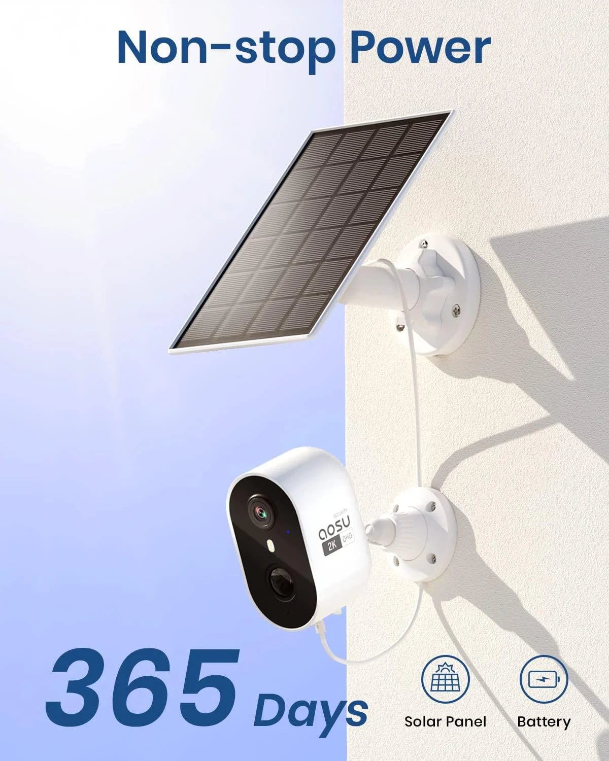 Solar Security Cameras Wireless Outdoor, 2K/3MP Surveillance Camera for Home Security with Spotlight & Siren, 2-Way Audio, AI Motion Detection, Color Night Vision