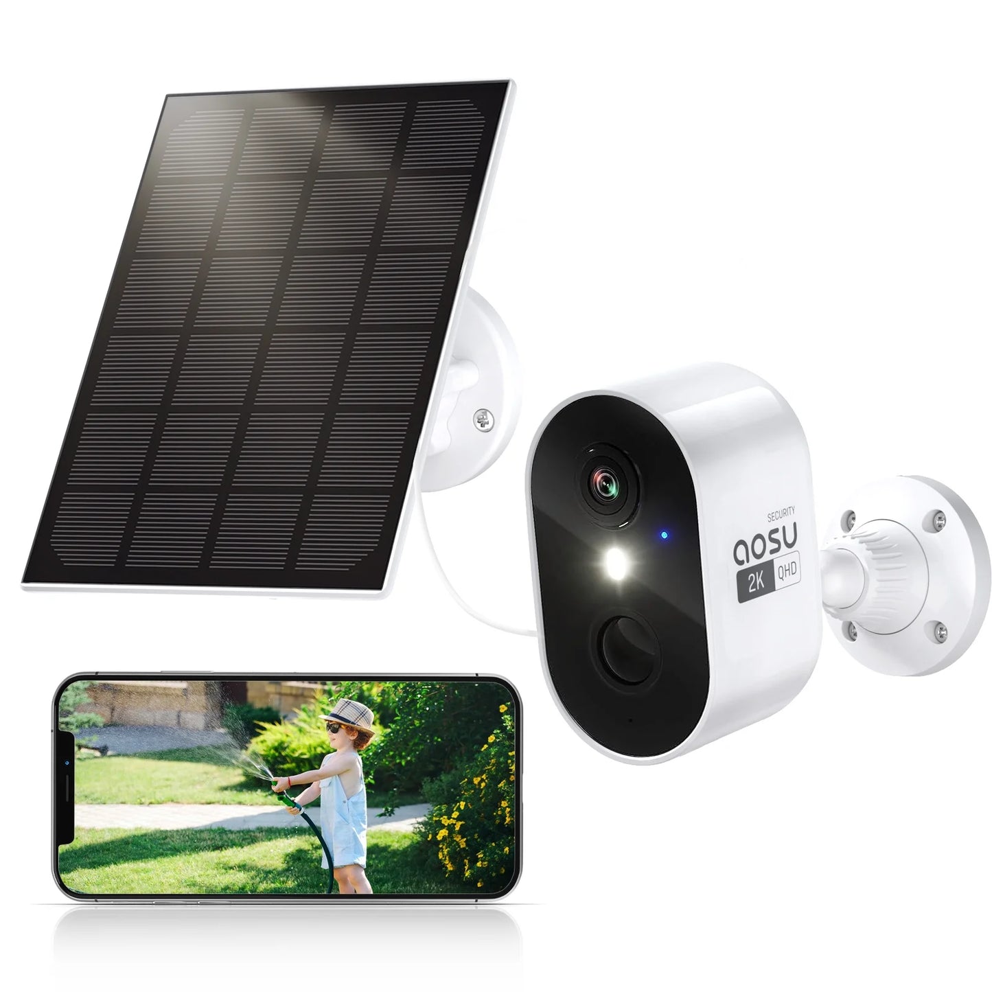 Solar Security Cameras Wireless Outdoor, 2K/3MP Surveillance Camera for Home Security with Spotlight & Siren, 2-Way Audio, AI Motion Detection, Color Night Vision