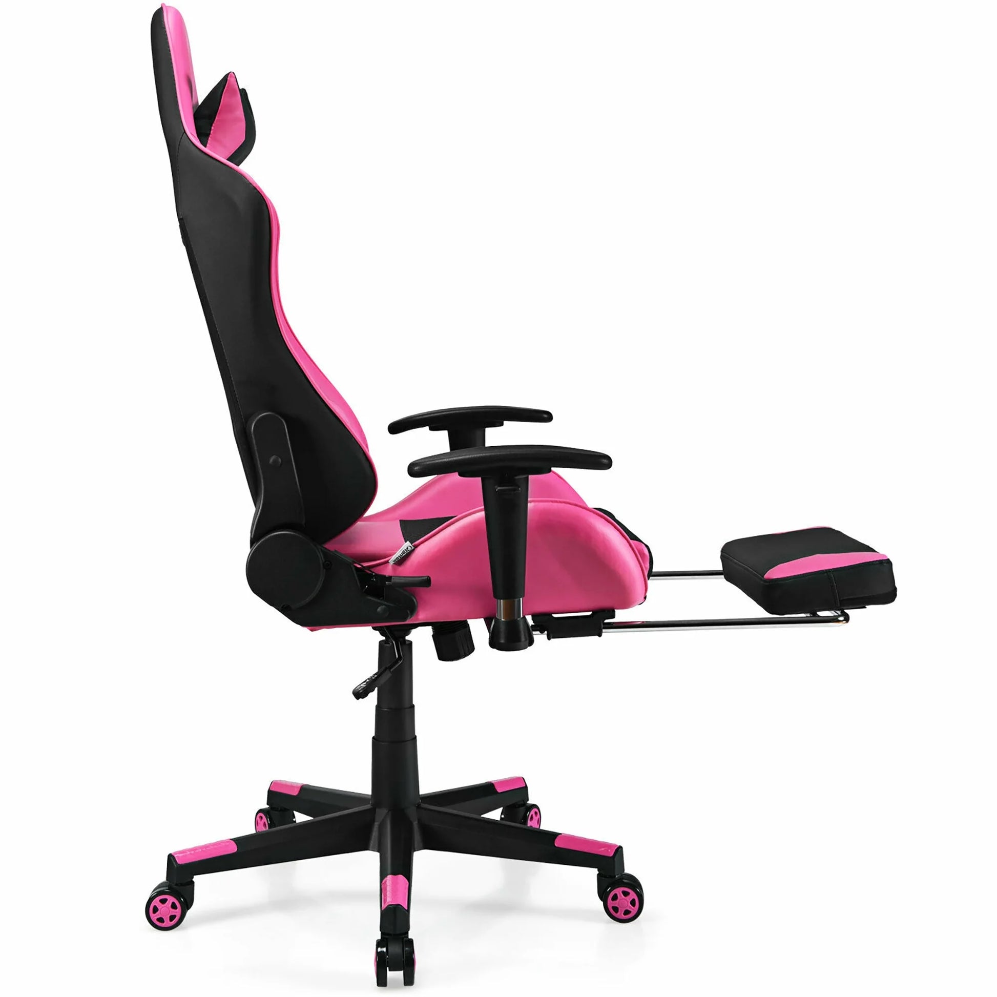 Massage Gaming Chair Reclining Racing Office Computer Chair with Footrest Pink