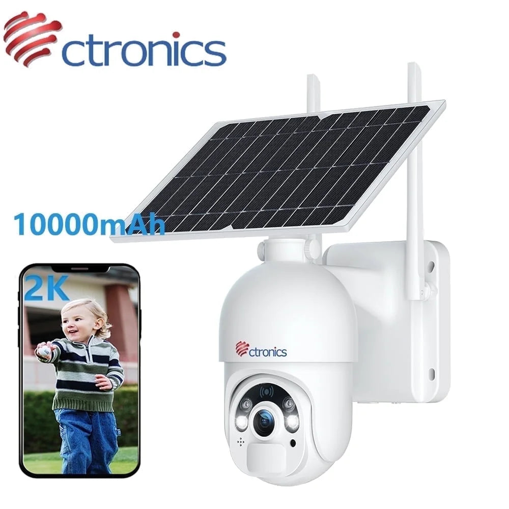 2K Outdoor Security Camera with 360° View, Spotlight, 2560X1440P, 10000Mah, White, 1