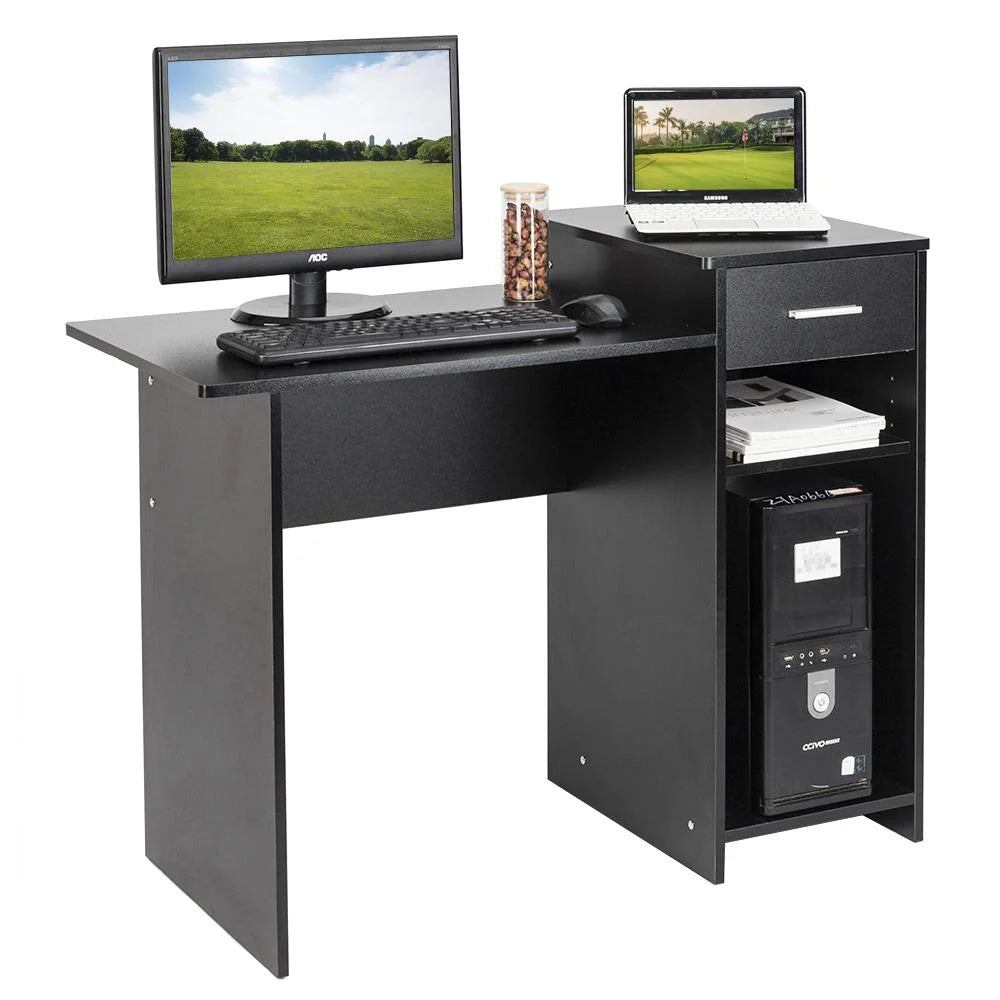 Writing Computer Lap Desk for Home Office, Desk Computer Table Study Writing Desk Workstation with Drawer Shelving