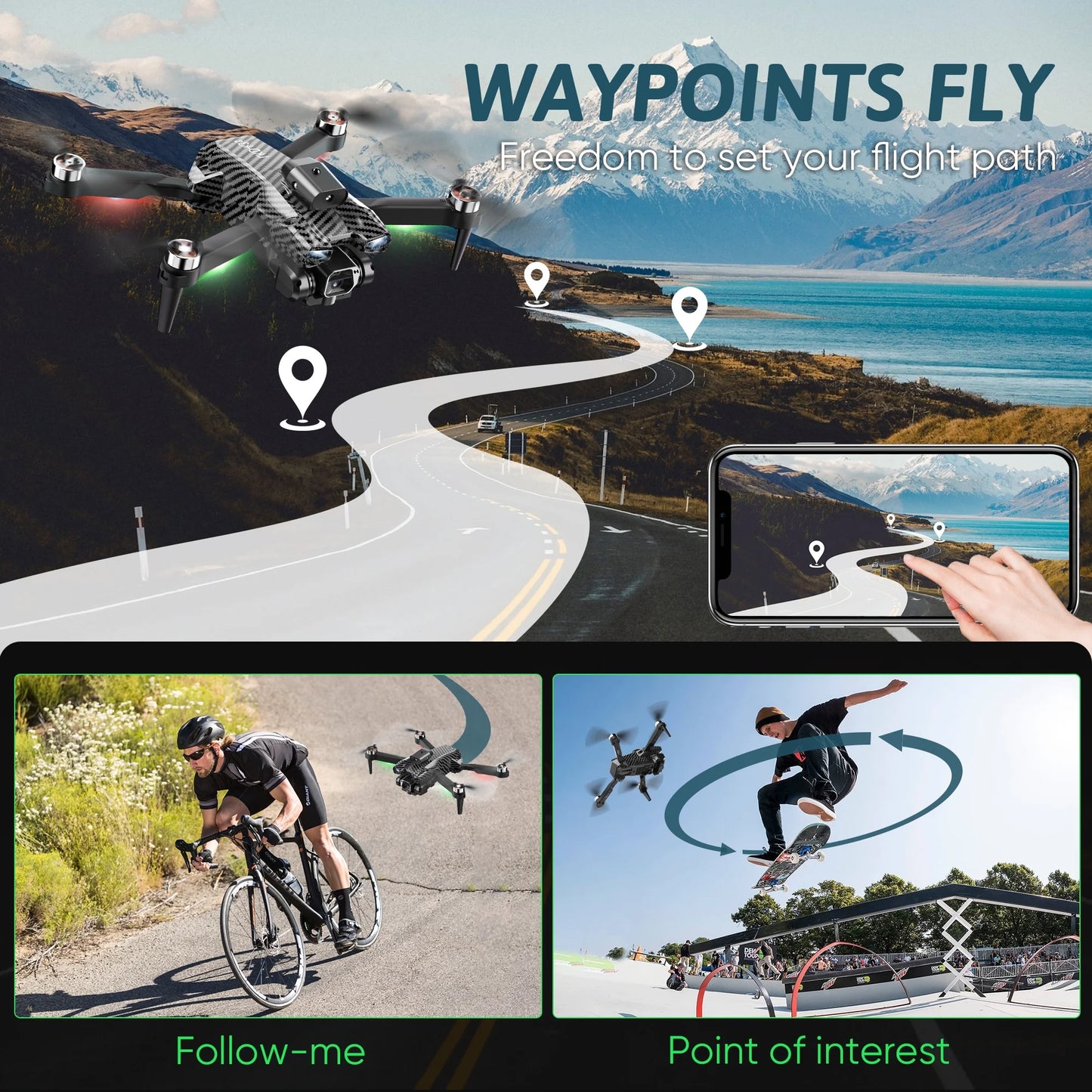RC Mini Drone with Camera Kids Adults, Foldable 4K Quadcopter FPV Video HD Drones for Beginners, Christmas Gifts Toys for Kids Boys