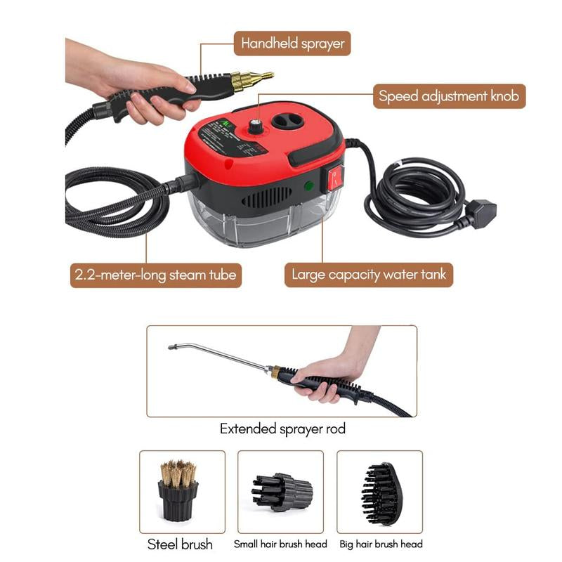 Steam Cleaner 2500W Electric High Pressure Handheld Steamer for Cleaning Portable Car Steam Cleaner High-Temperature Steamer Cleaner for Car Detailing Home Kitchen Hood Use