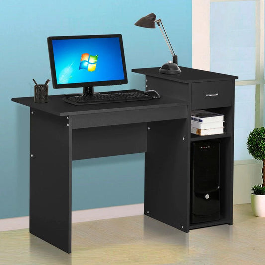 Writing Computer Lap Desk for Home Office, Desk Computer Table Study Writing Desk Workstation with Drawer Shelving