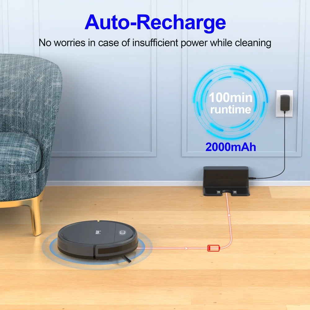 Robot Vacuum Cleaner with 2200Pa, Self-Charging, Tangle-Free, 100 Min Runtime, Anti-Collision Anti-Fall E3 PLUS