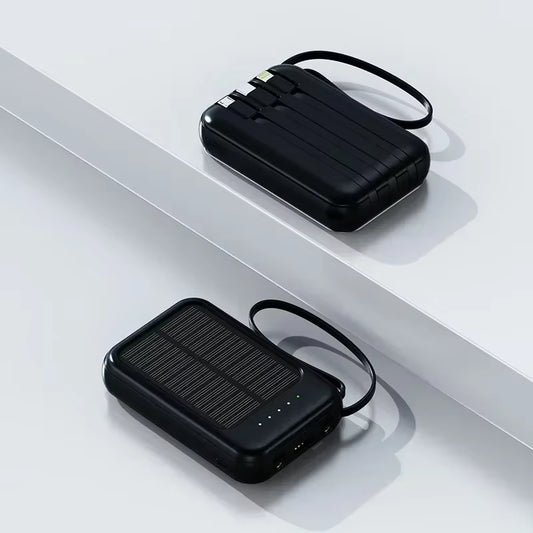 Outdoor Camping Power Mobile Power Bank Solar Power Bank 20000 MA Mini Portable Bank Built-In Cord