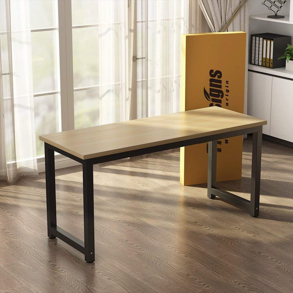 Computer Desk, Large Office Desk Computer Table Study Writing Desk for Home Office, Walnut + Black Leg, 63 X 23.6 Inch
