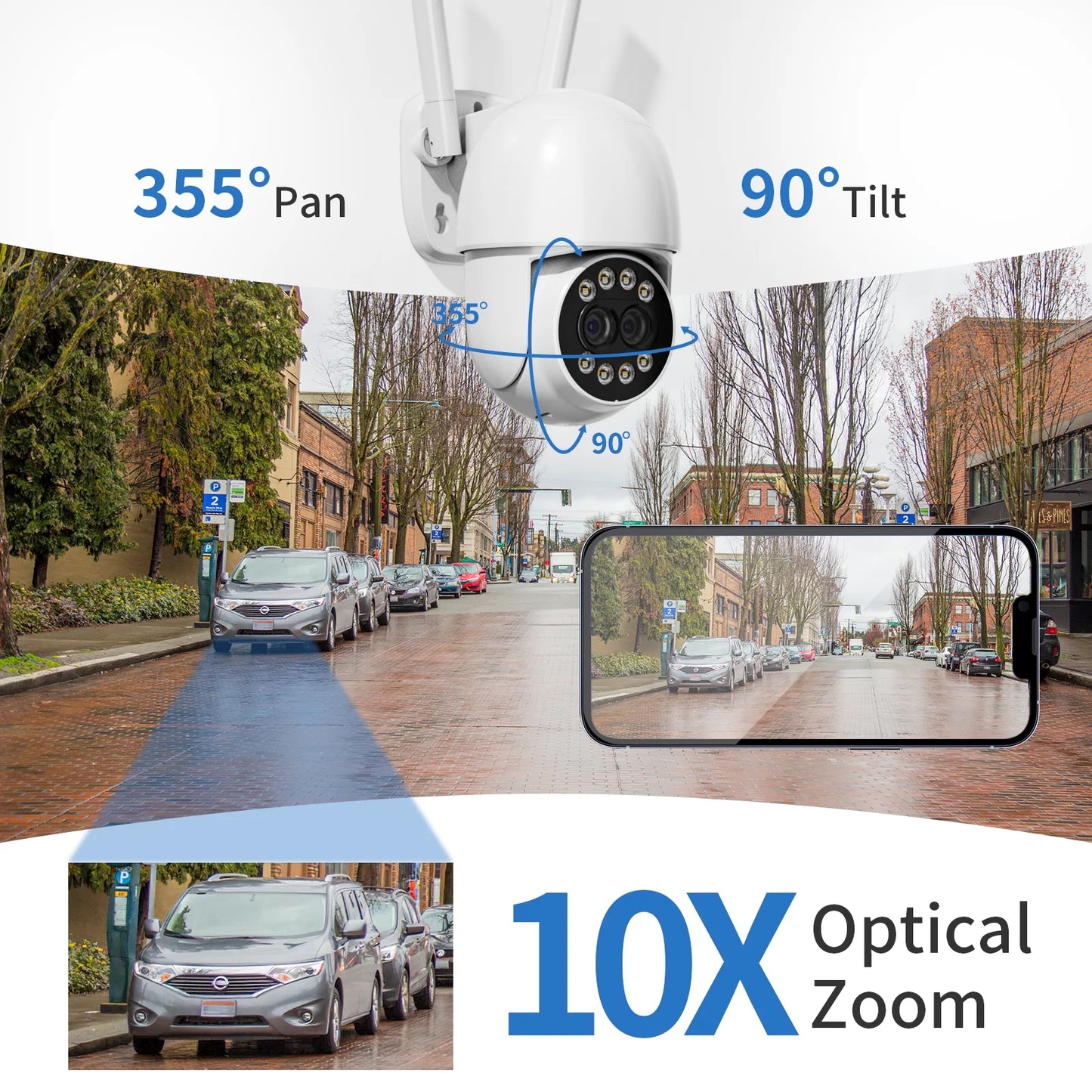 (2 Pack)  4MP Outdoor Security Cameras with Dual Lens, Full Color Night Vision, IP66 Waterproof, 1