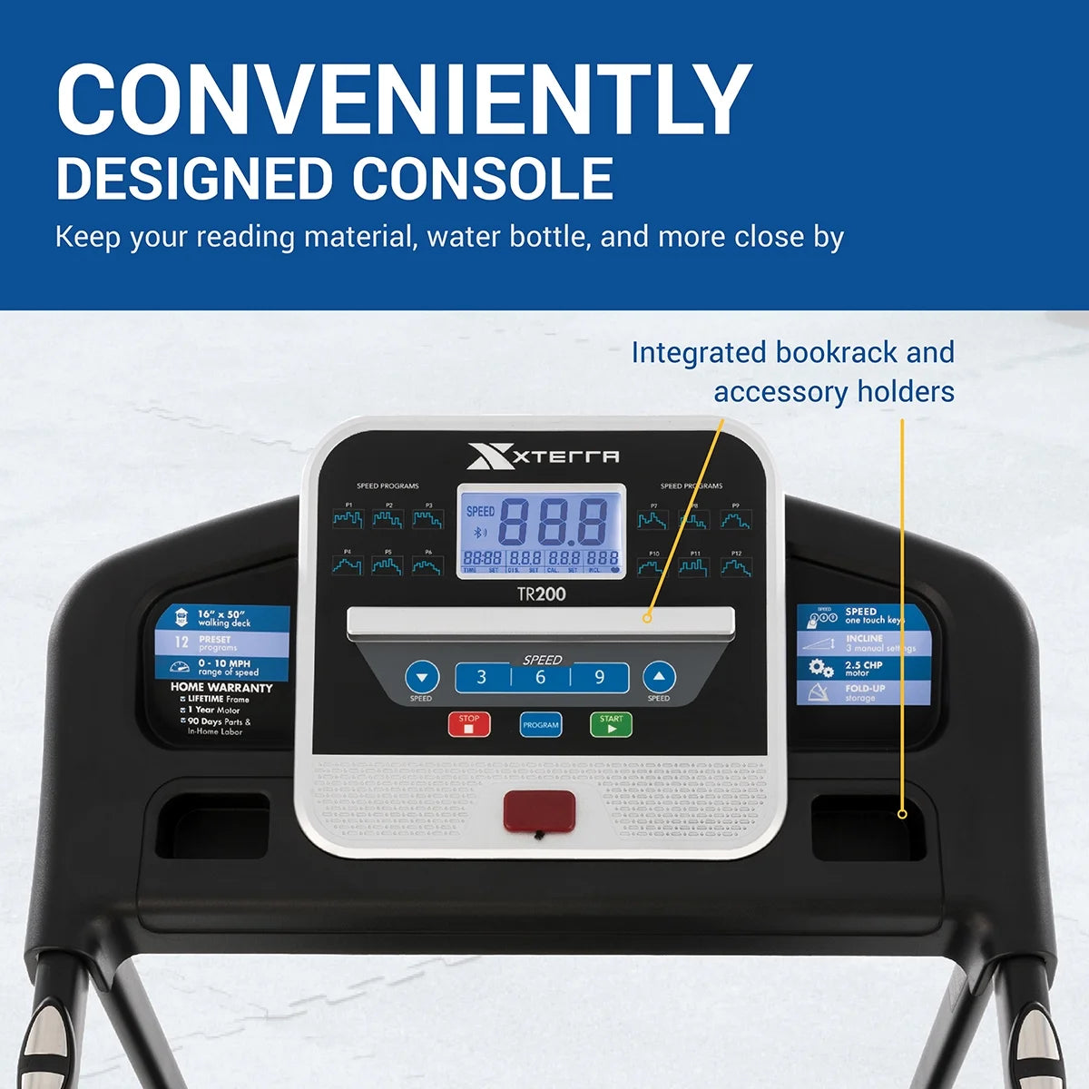 Fitness TR200 Folding Treadmill: Xtrasoft Cushioned Deck, 5.5" LCD Display, 3 Manual Incline Levels
