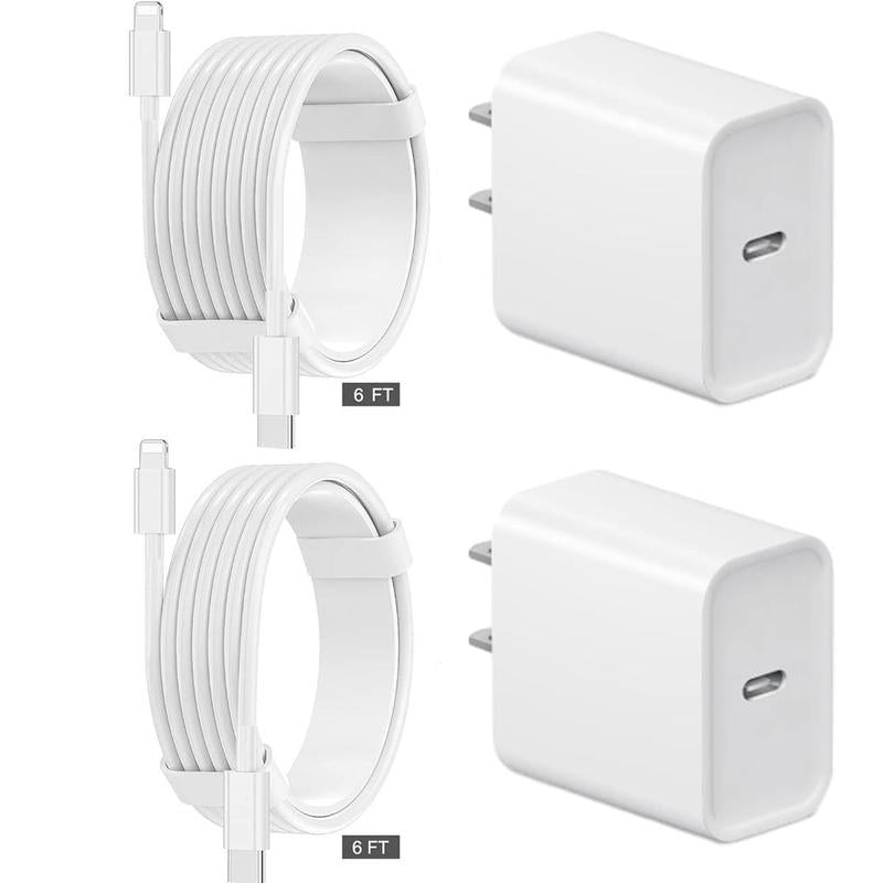 Fast Charging 2 Pack [6FT/10FT] Type C Wall Charger Block with 2 Pack Long USB C to Lightning Cable for Iphone 14/13/12/11/X... Mobile Cord Port