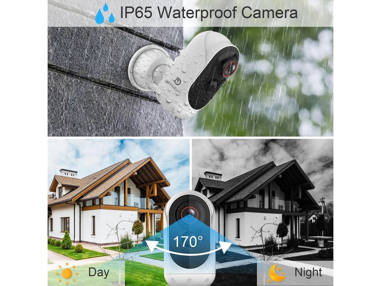 Home Security Camera Outdoor, Ip/Network Camera, Wireless Surveillance Security Cameras with 1080P Night Vision/ PIR Motion Detection/ 2-Way Audio/ IP65 Waterproof