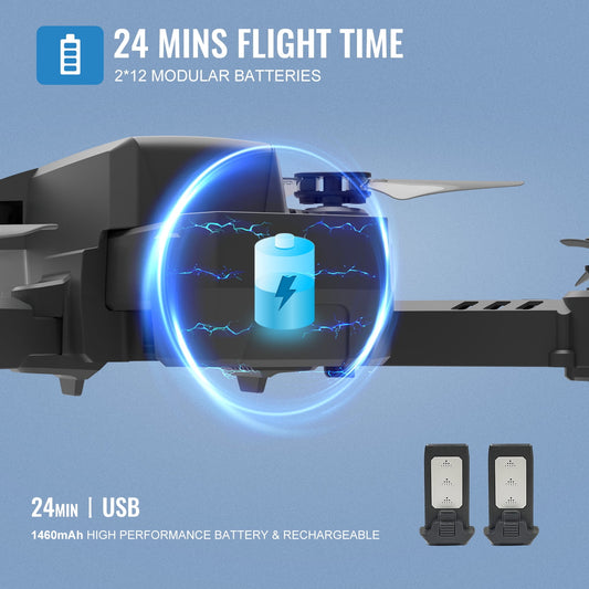 Mini Foldable Drone, 1080P HD FPV Camera Wifi RC Quadcopter, Voice/Gesture Control, for Kids Adult and Beginners Black