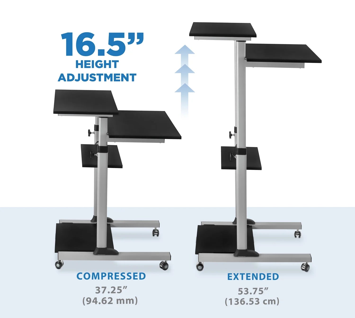 Mount-It MI-7940 Height Adjustable Computer Work Station Rolling Presentation Cart