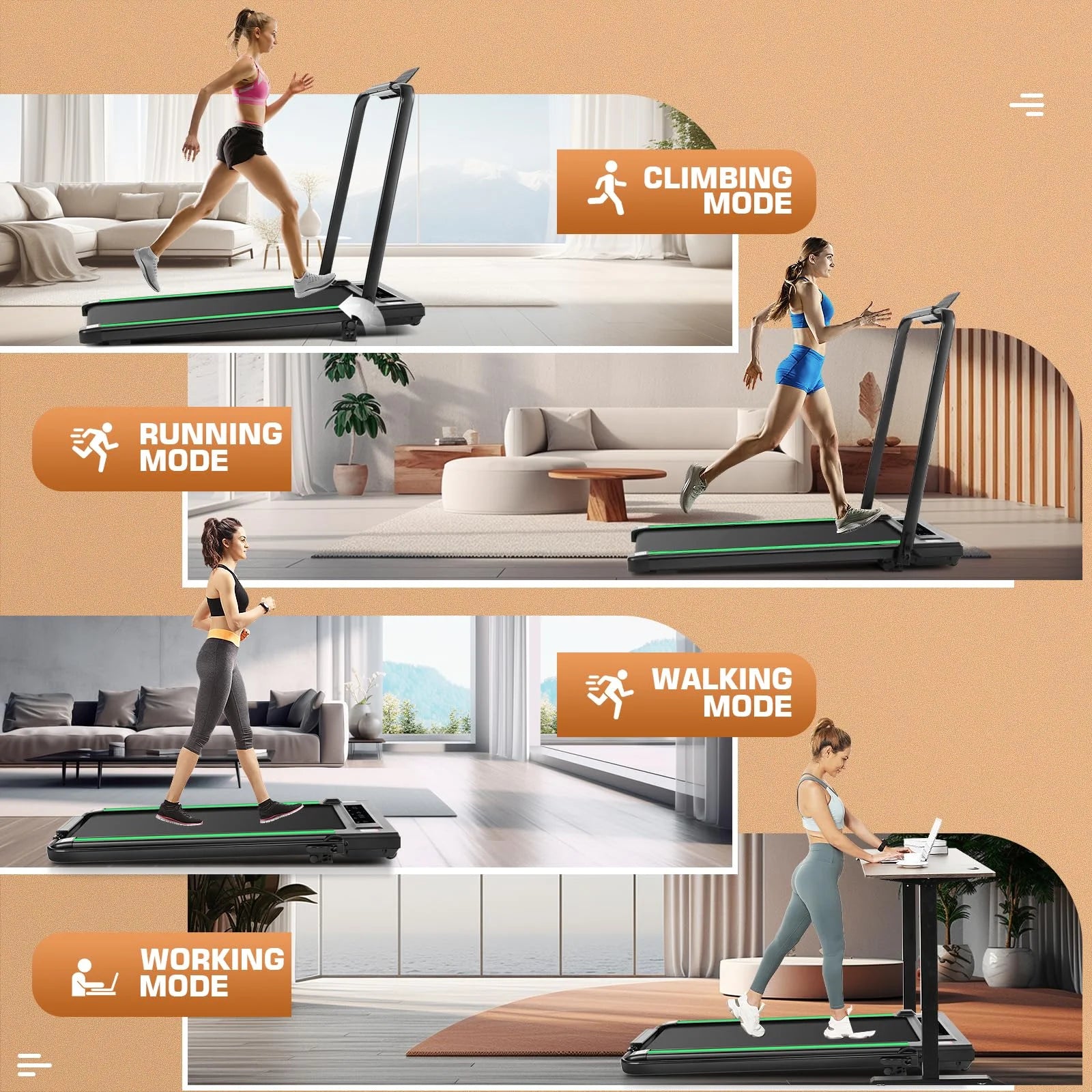 2 in 1 under Desk Folding Treadmill with 250 Lb Capacity, Walking Pad/Compact Electric Treadmill for Home/Gym/Office with LED Touch Screen, Remote Watch, Speed Range 0.6-7.5 Mph