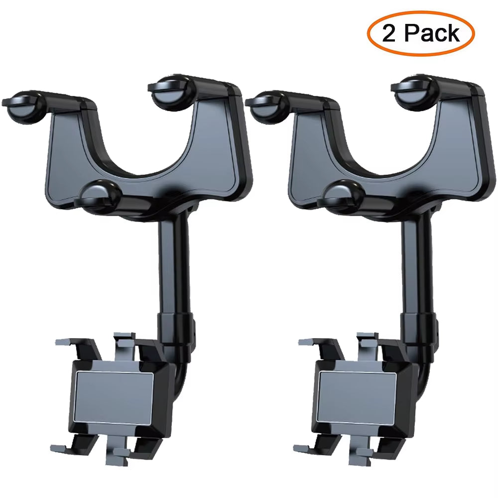 360-Degree Rotating Car Phone Holder for Rearview Mirror - Multifunctional GPS Navigation Support