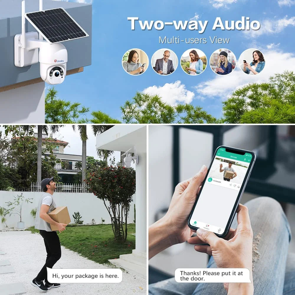 2K Outdoor Security Camera with 360° View, Spotlight, 2560X1440P, 10000Mah, White, 1