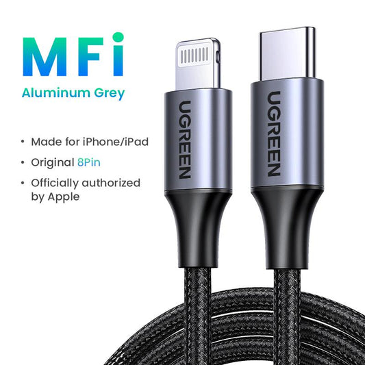 UGREEN USB C to Lightning Cable. Mfi Certified. Charging & Data Cable. Compatible with Iphone 14/14 Pro/14 Pro Max, 13/12/11/X/XR/XS/8 Series, Ipad 9, Airpods Pro & More