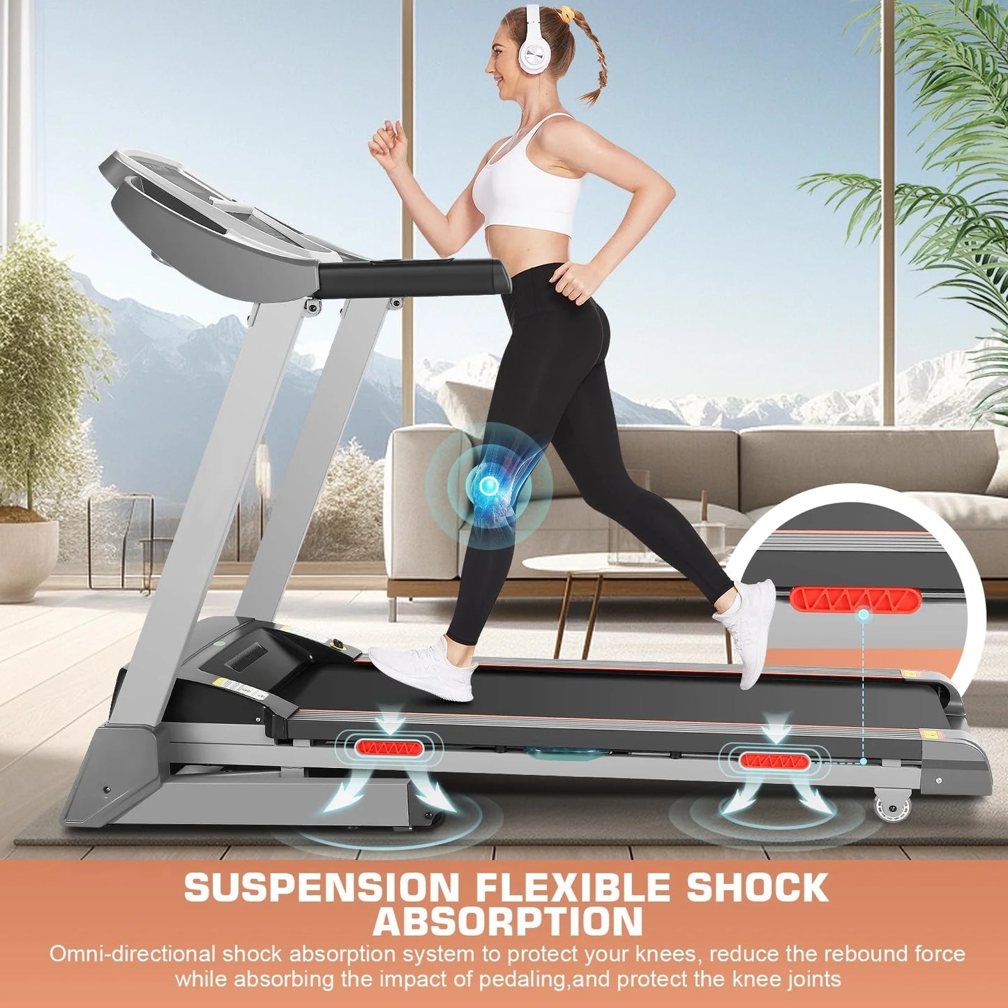 3.0HP Folding Treadmill W/ APP Control, 13 Level Auto Incline Treadmill for Home Office, 300Lbs Capacity, Foldable Treadmills with Shock Absorption System, Max 9 MPH Speed