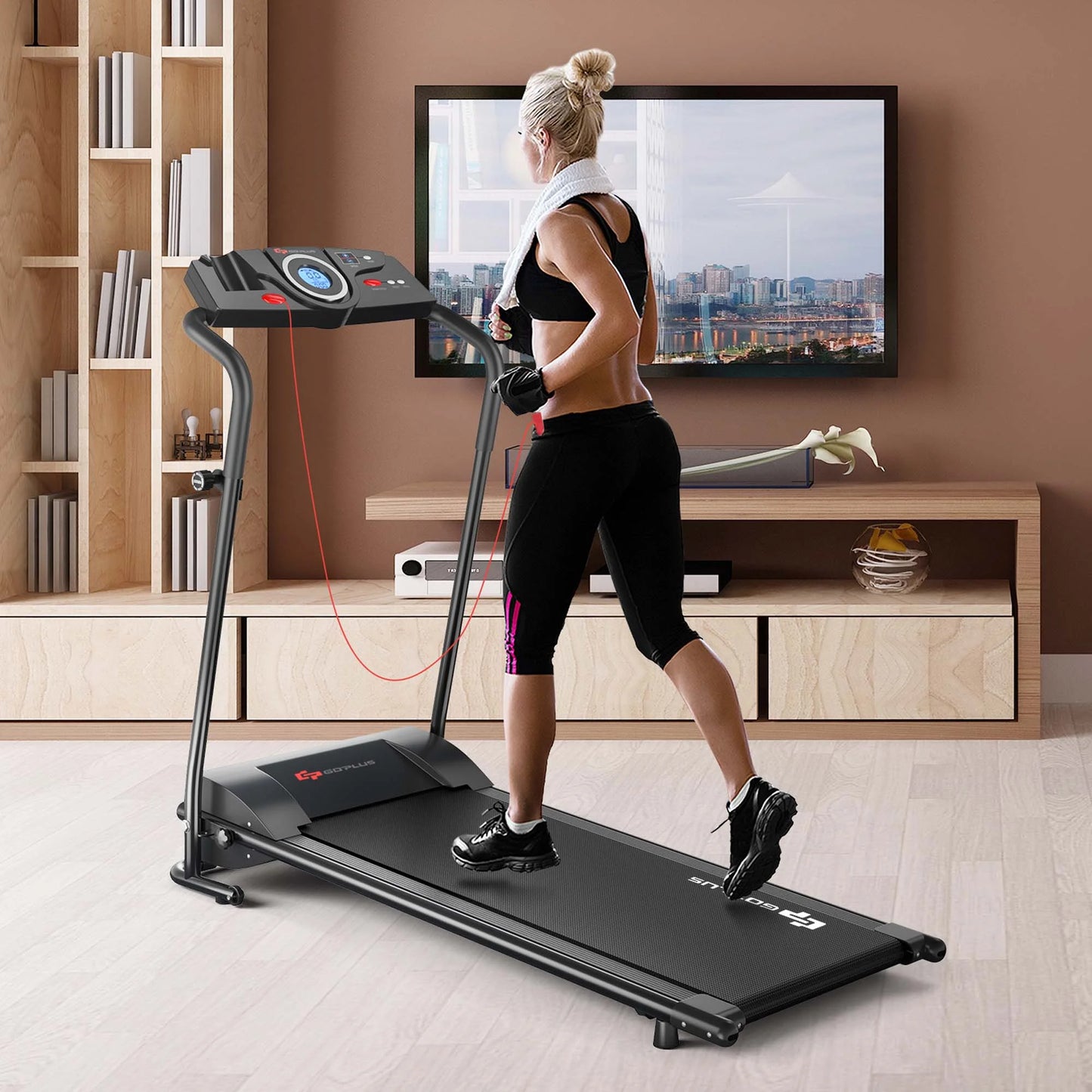 Goplus 1HP Electric Treadmill Folding Motorized Power Running Machine Fitness