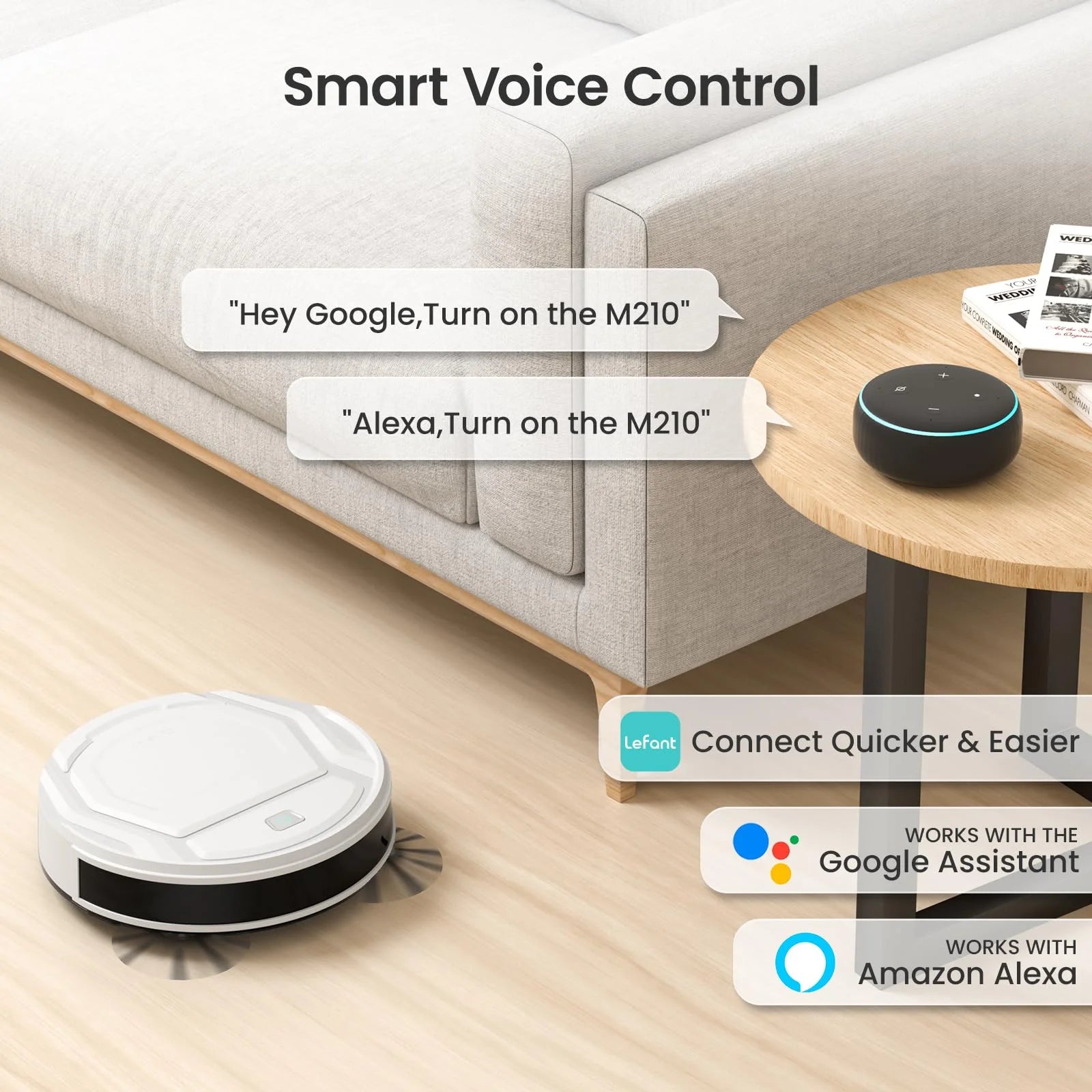 Robot Vacuum Cleaner, 2 in 1 Robot Vacuum and Mop, Wifi/Alexa/App Control, Self-Charging Robotic Vacuum with Schedule, Ideal for Pet Hair Carpets Hard Floors