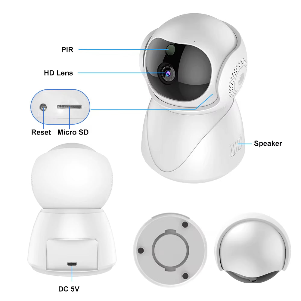 5G Indoor Wifi Camera HD 360° Dual-Frequency Surveillance Security Camera Night Vision Auto Tracking Baby Monitoring Camera