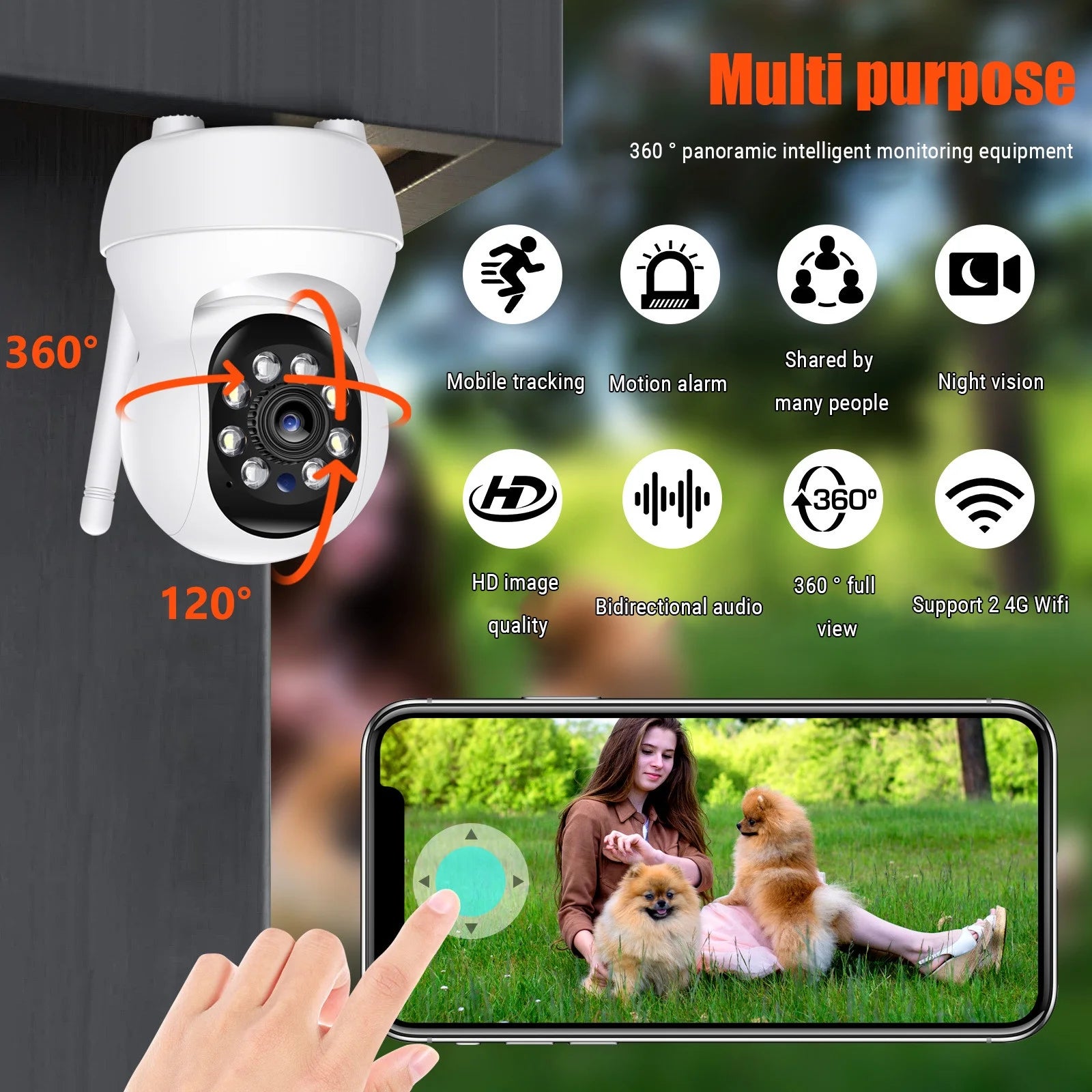 Security Cameras Wireless Outdoor,Smart Security Camera,1080P HD Camera 2.4Ghz WIFI with Night Vision,2-Way Audio,Motion Detection,Cloud & SD Card Storage,Wifi Camera