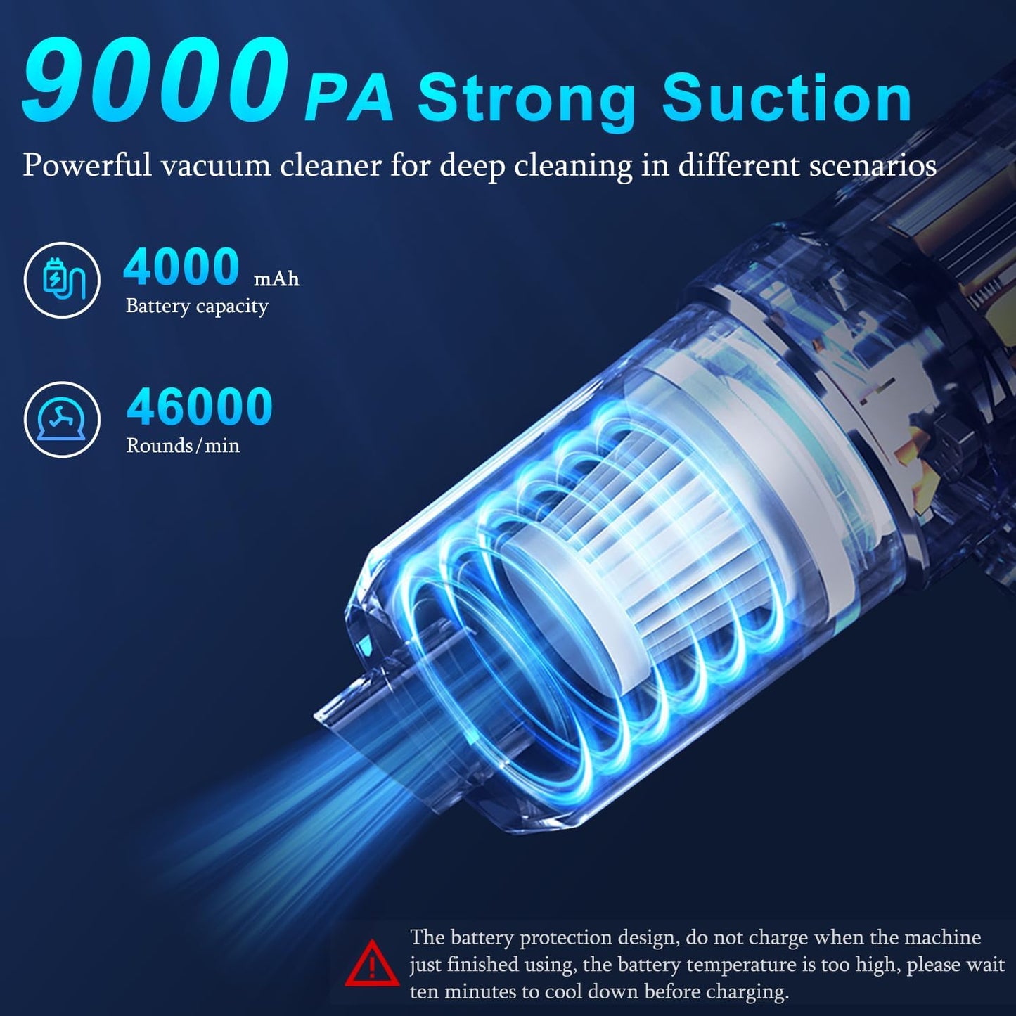 Handheld Car Vacuum Cleaner, 9000Pa Vacuum Cleaner and Air Duster, 120W High Power Wet and Dry Handheld Car Vacuum Cleaner with LED Light and Multi-Nozzles for Car, Home, Office, Pet