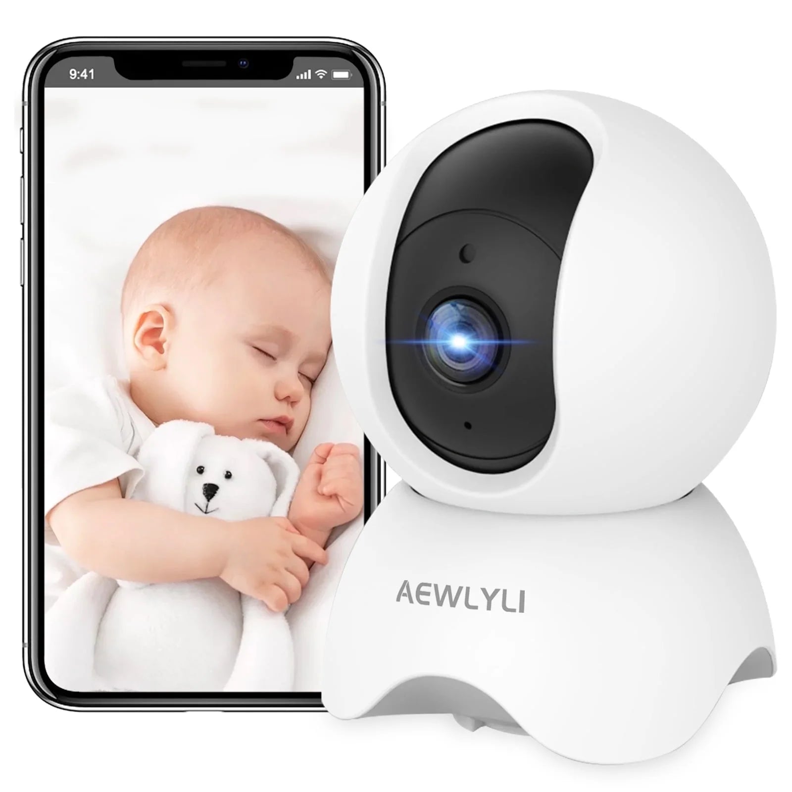 Baby Monitor Security Camera, 360° 1080P HD Wifi Camera, Night Vision for Baby, Pet Dog and Elderly