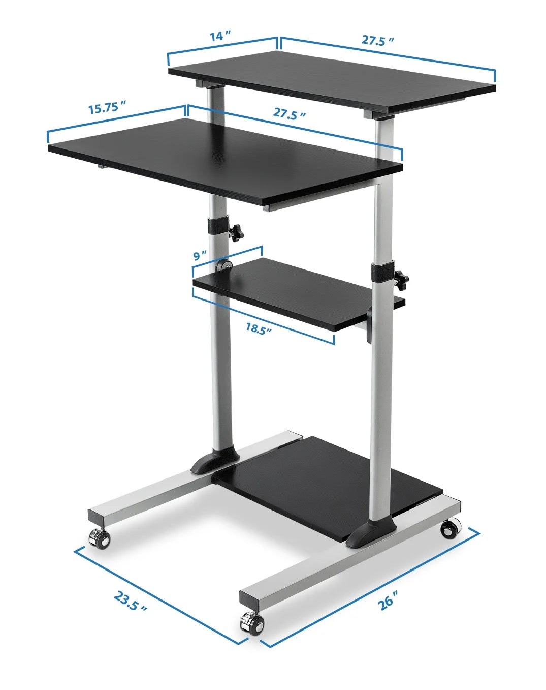 Mount-It MI-7940 Height Adjustable Computer Work Station Rolling Presentation Cart