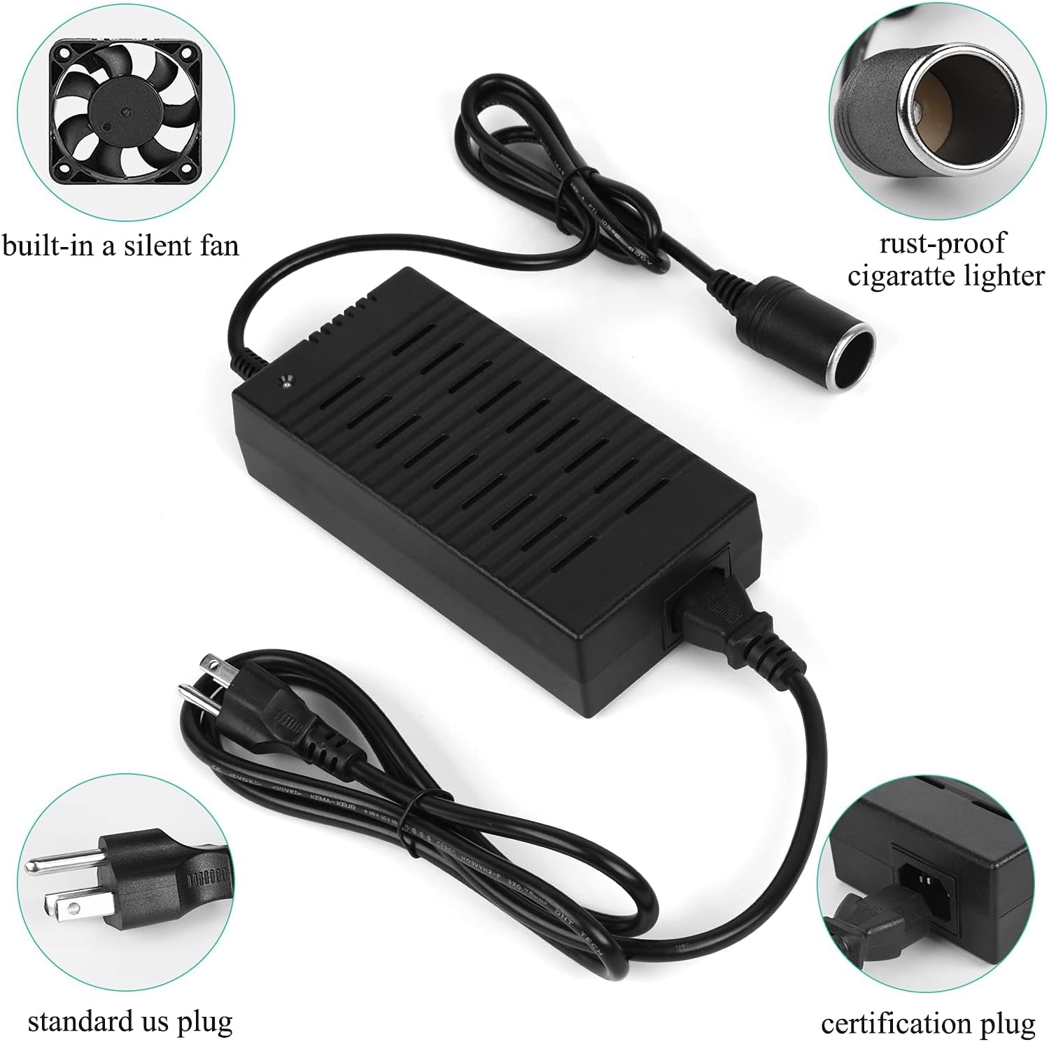 AC to DC Converter 15A 110-220V 12V Car Cigarette Lighter Socket Power Adapter for Car Vacuum Tire Inflator and Other Car Devices under 180W