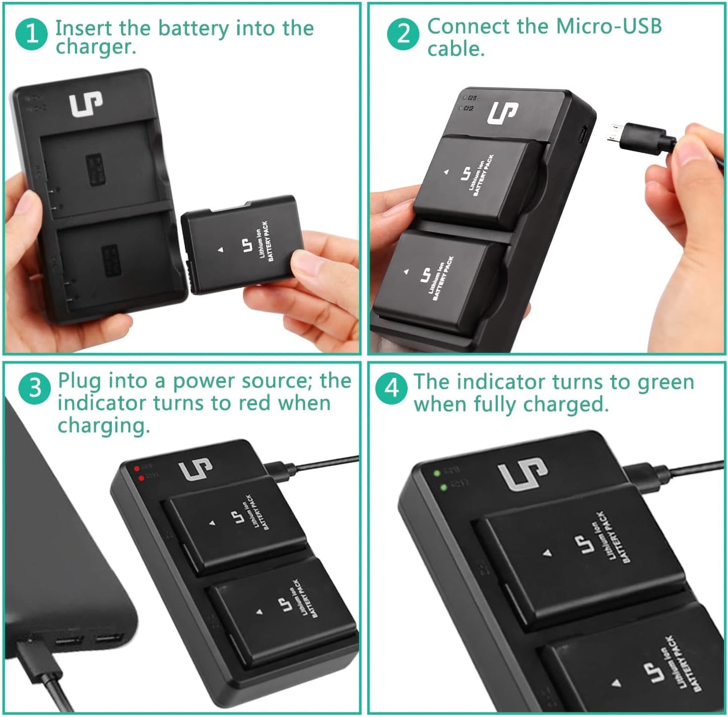 EN-EL14 EN El14A Battery Charger Pack, 2-Pack 1200Mah Battery & Dual Slot Charger, Compatible with Nikon D3100 D3200 D3300 D3400 D3500 D5100 D5200 D5300 D5500 D5600 DF P7000 P7100 P7700 P7800