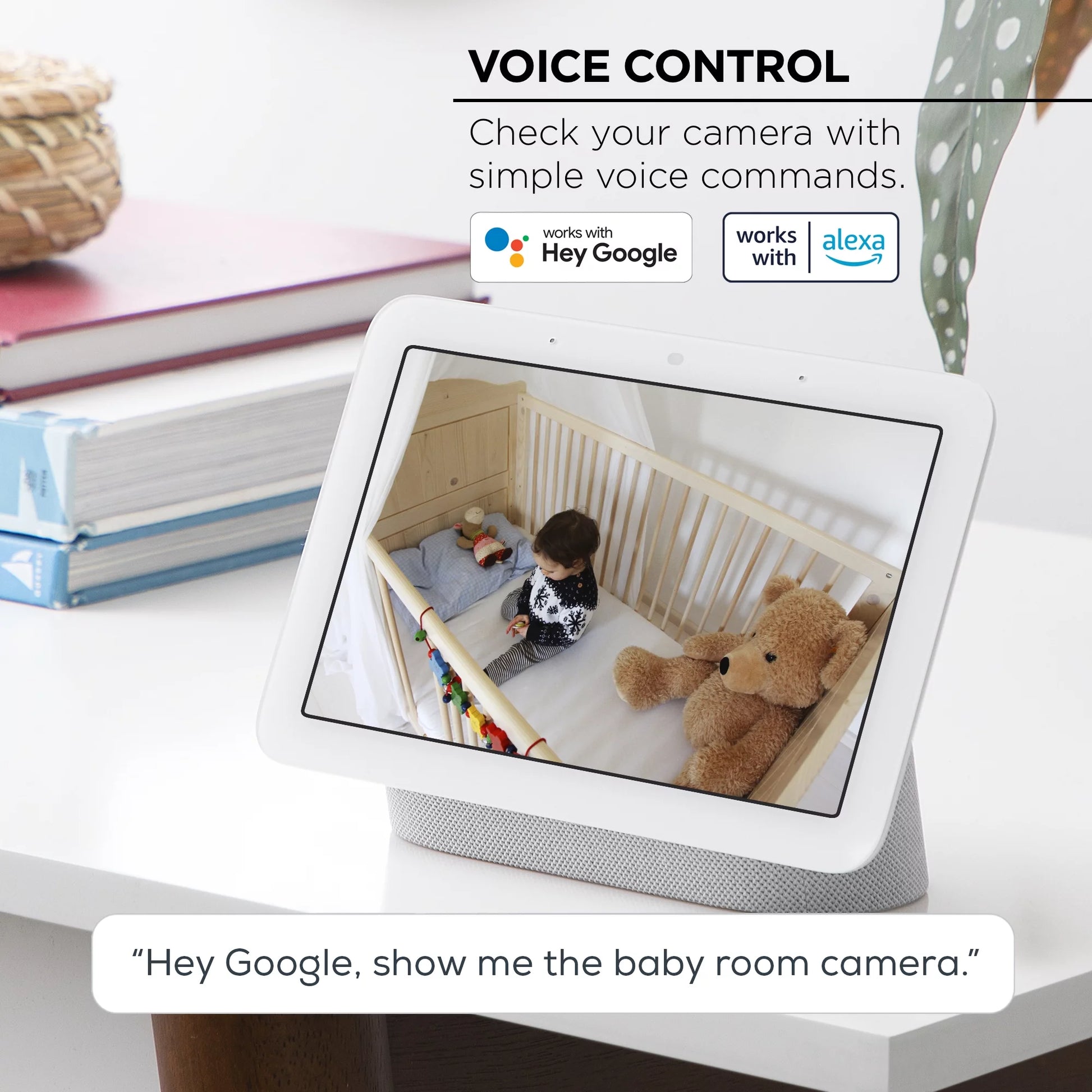 1080P Smart Indoor Security Camera with Voice Control - 2.4 Ghz Wi-Fi (2 Pack), White