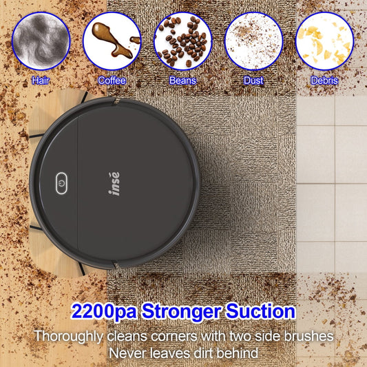 Robot Vacuum Cleaner with 2200Pa, Self-Charging, Tangle-Free, 100 Min Runtime, Anti-Collision Anti-Fall E3 PLUS