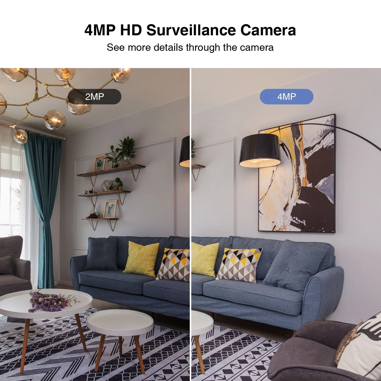 Light Bulb Camera, 4MP Outdoor Surveillance Camera with 360°PTZ, Dual Lens, Full Color Night Vision, White, 1
