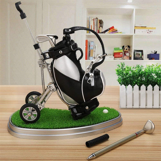 Golf Gifts for Christmas Day, Golf Pens with Golf Bag Holder & Pen Holder, Golf Souvenirs Gifts with 3 Pieces Golf Club Pens Office Desk Golf Bag Pencil Holder for Men Birthday