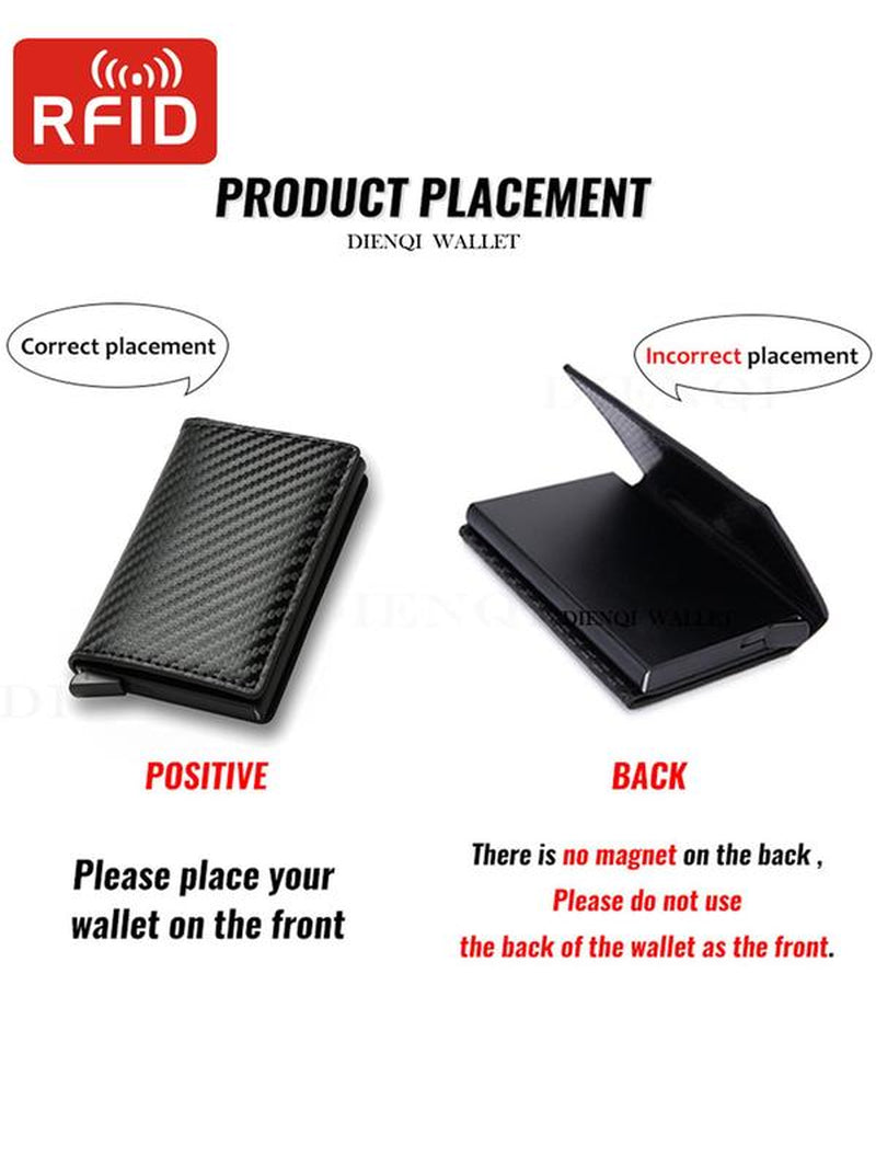 Men'S Business Minimalist Rfid Anti-Theft Wallet, 2024 New Style Simple Plain Pu Leather Card Holder, Multi Card Slots Card Holder for Men for Working, Party, Shopping