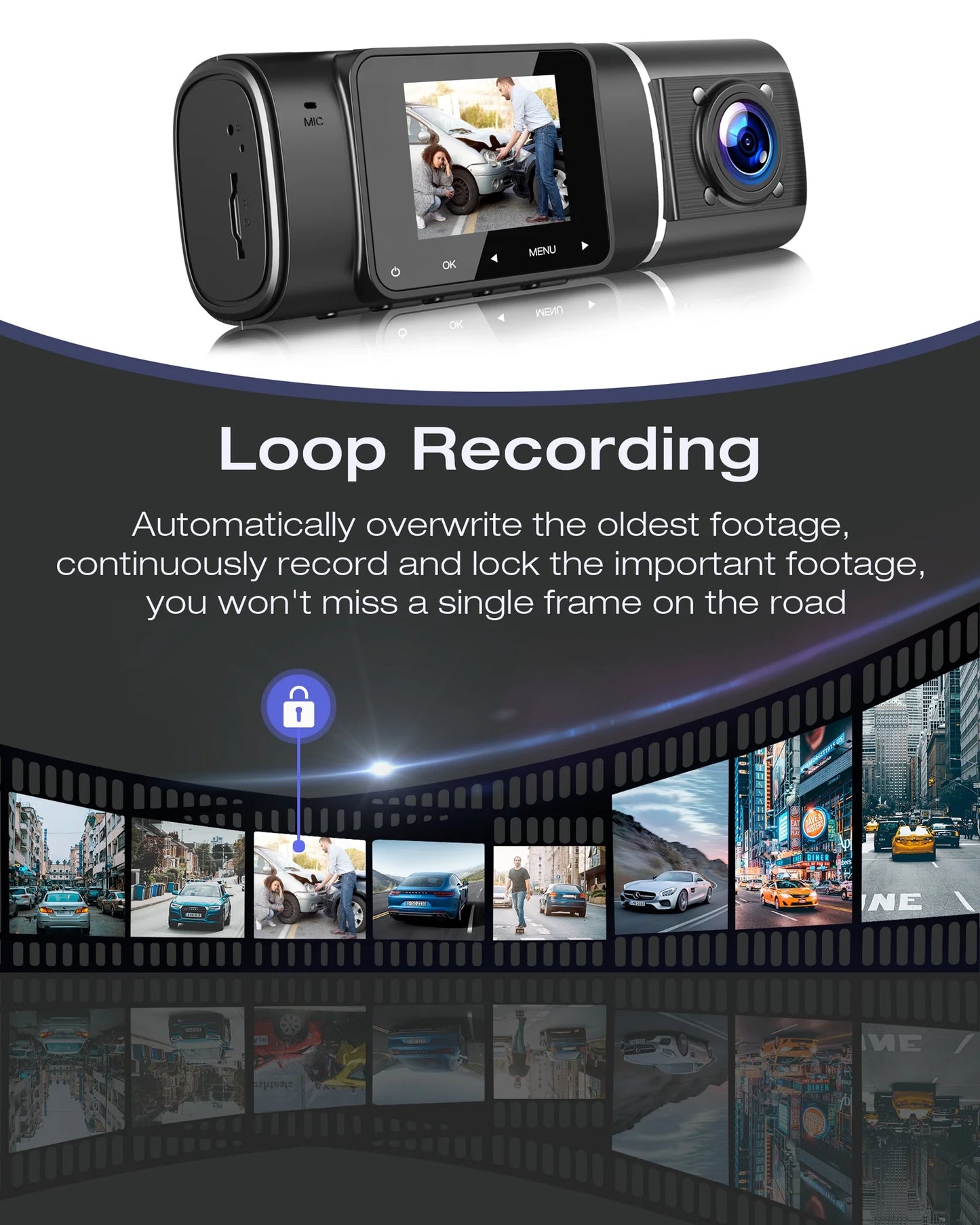 Dual Dash Cam Front and inside 1080P Dashcam for Cars with 64GB SD Card IR Night Vision Car Camera for Taxi Vehicle Accident Lock Parking Monitor