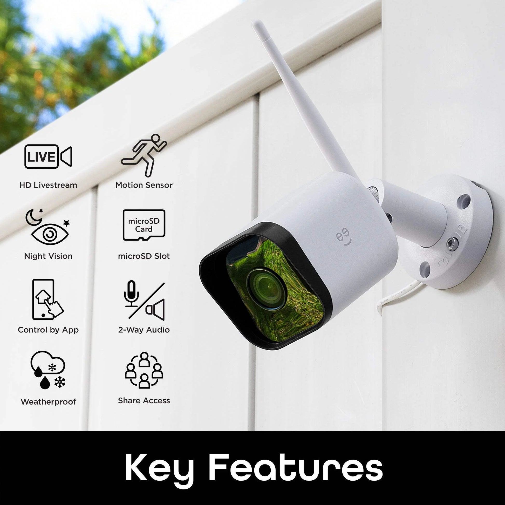 Hawk 3 HD 1080P Outdoor Security Camera, IP66 Weatherproof, Night Vision and Motion Detection