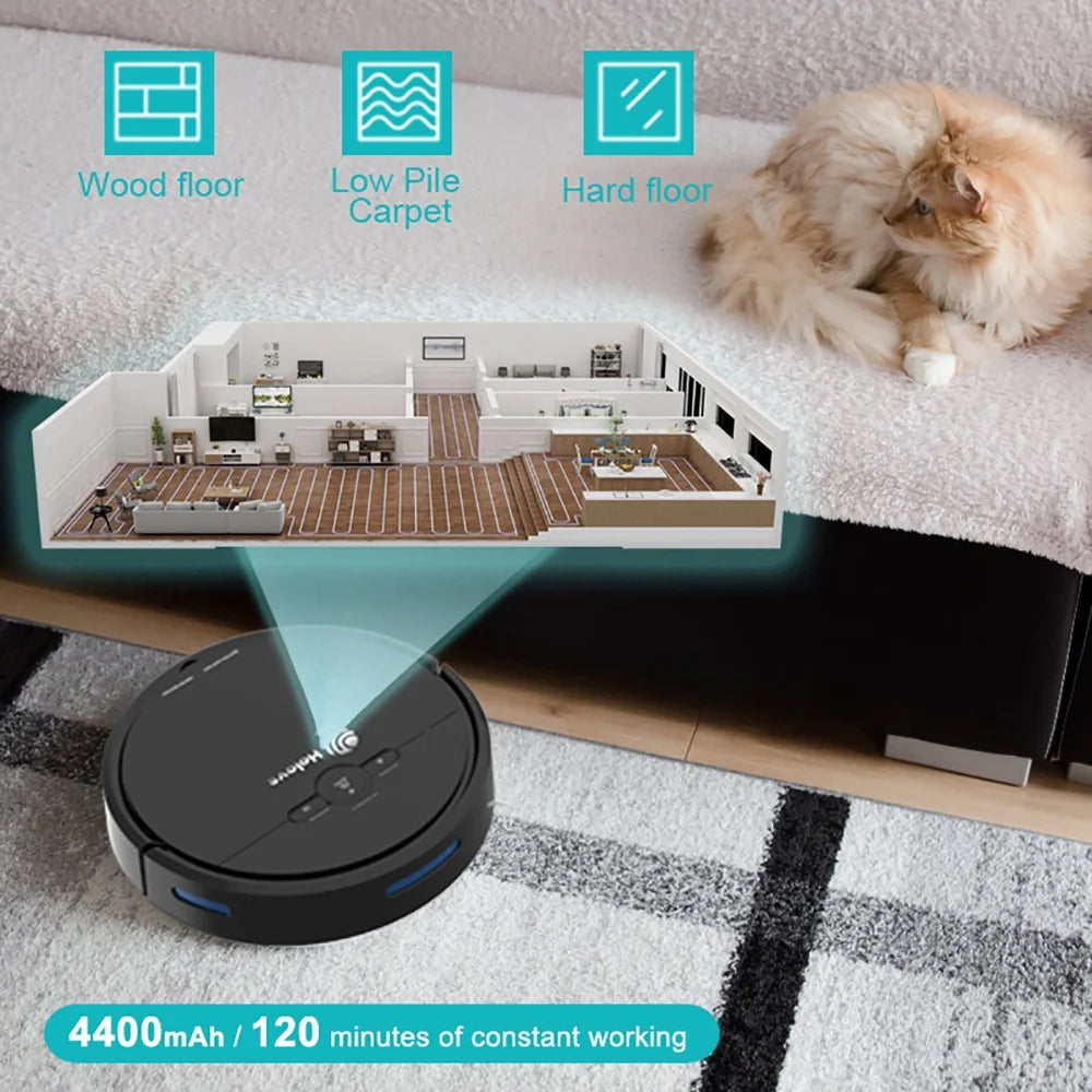Robot Vacuums Cleaner, Smart WIFI Automatic Vacuum Sweeper for Pet Hair Floor