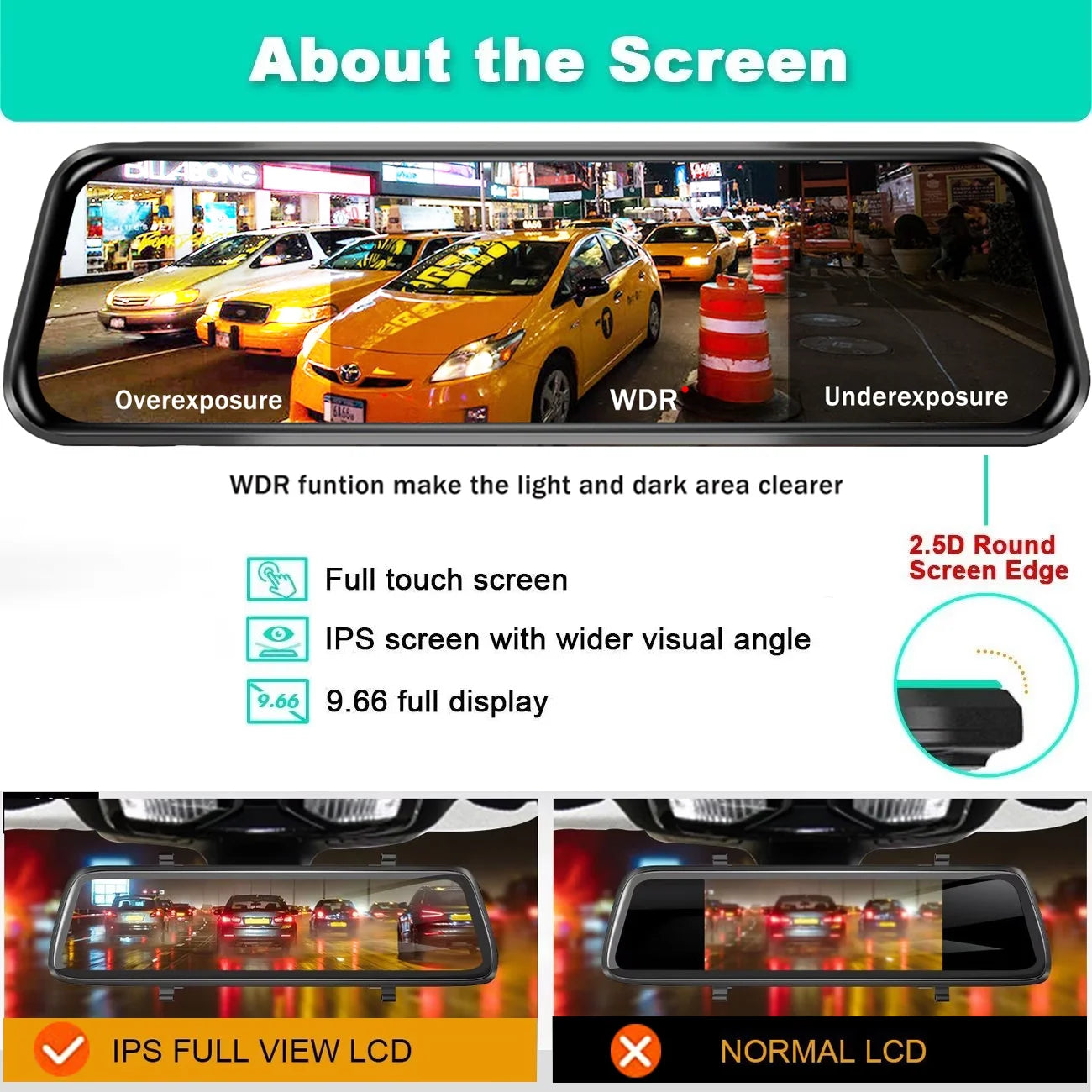 Rear View Mirror Camera, Dash Cam Front and Rear Full Touch Screen FHD 1080P for Car , Waterproof Backup WDR Camera, Night Vision, G-Sensor, Parking Moniter