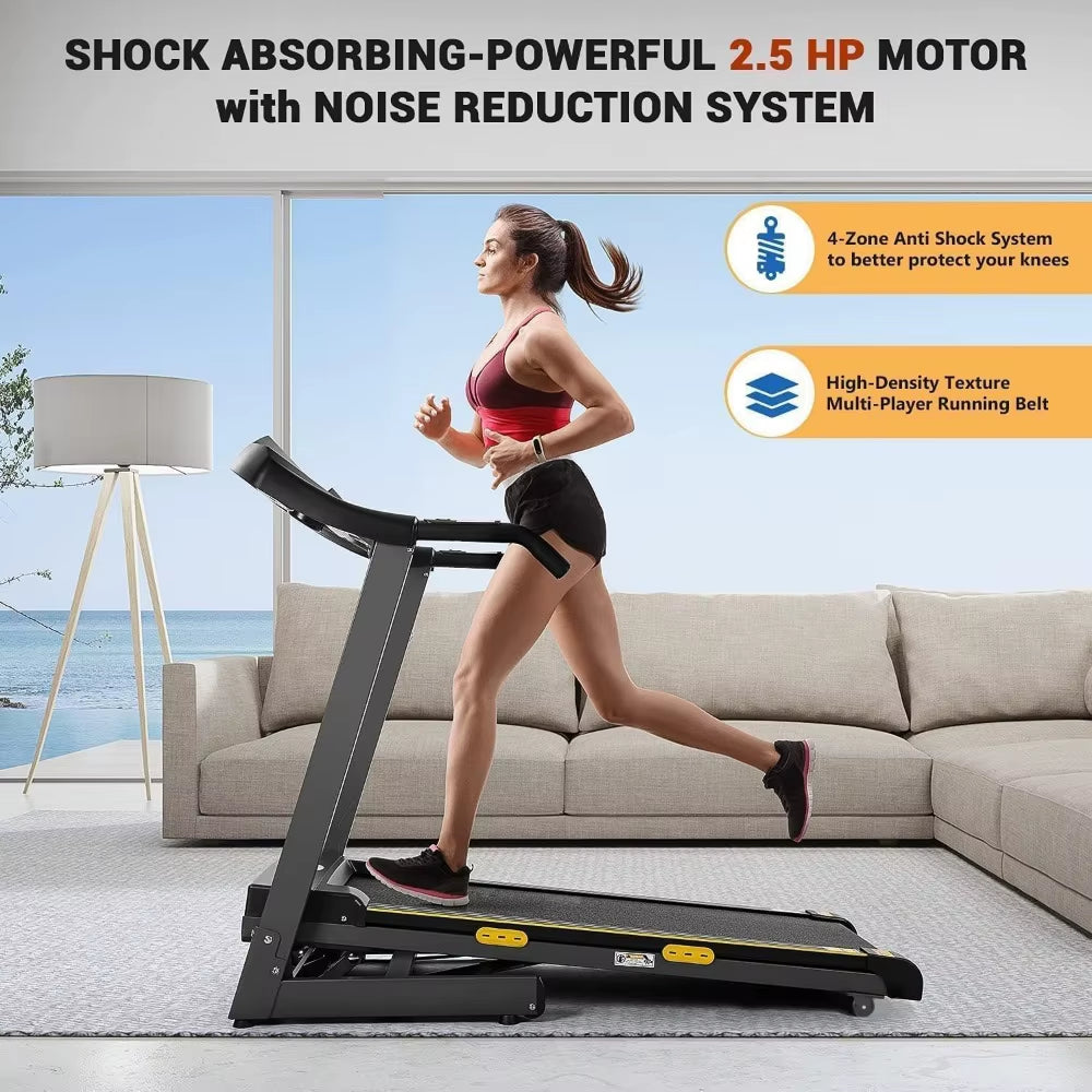 Treadmill with Incline, Foldable Treadmill 17'' Electric Treadmills 2.5 HP/8.5 MPH with 15 Training Programs 0-12% Auto Incline