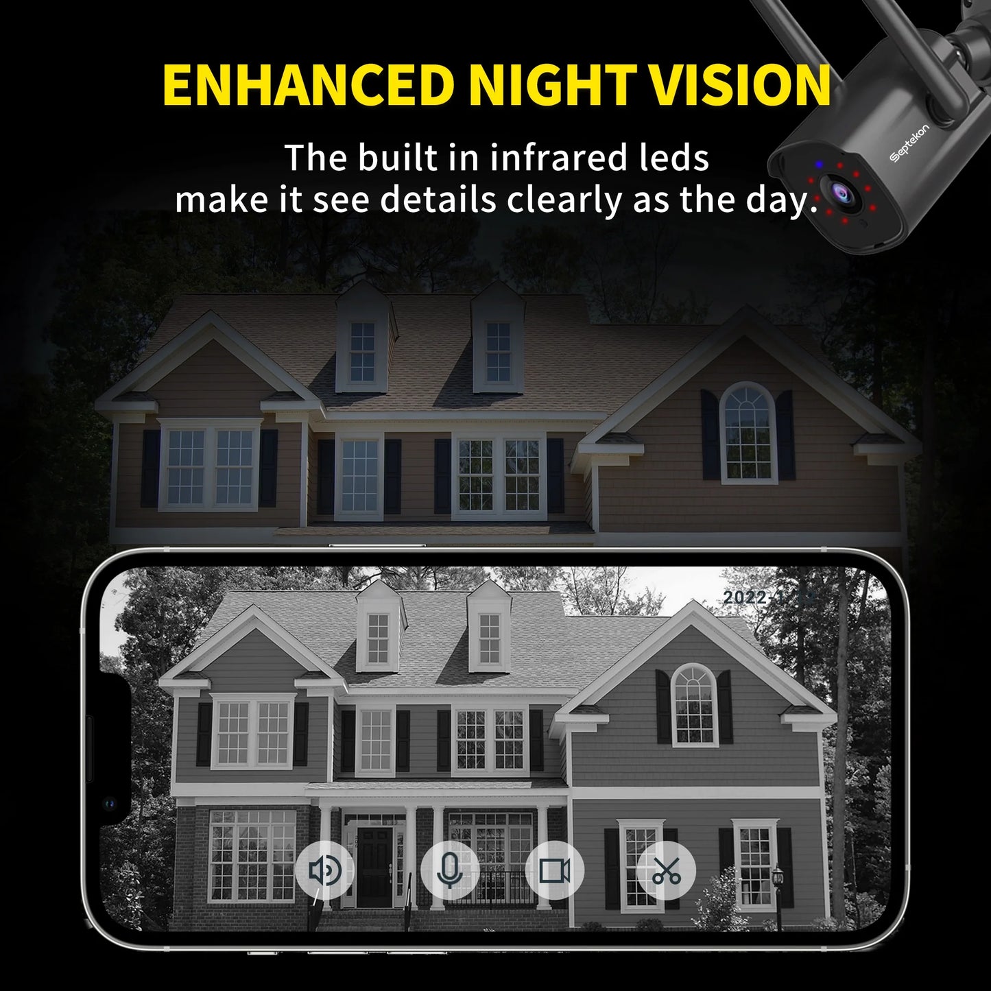 Wi-Fi Outdoor Security Camera, 2K Dual Antenna, Night Vision Bullet Surveillance Camera, Only Supports 2.4G Wi-Fi